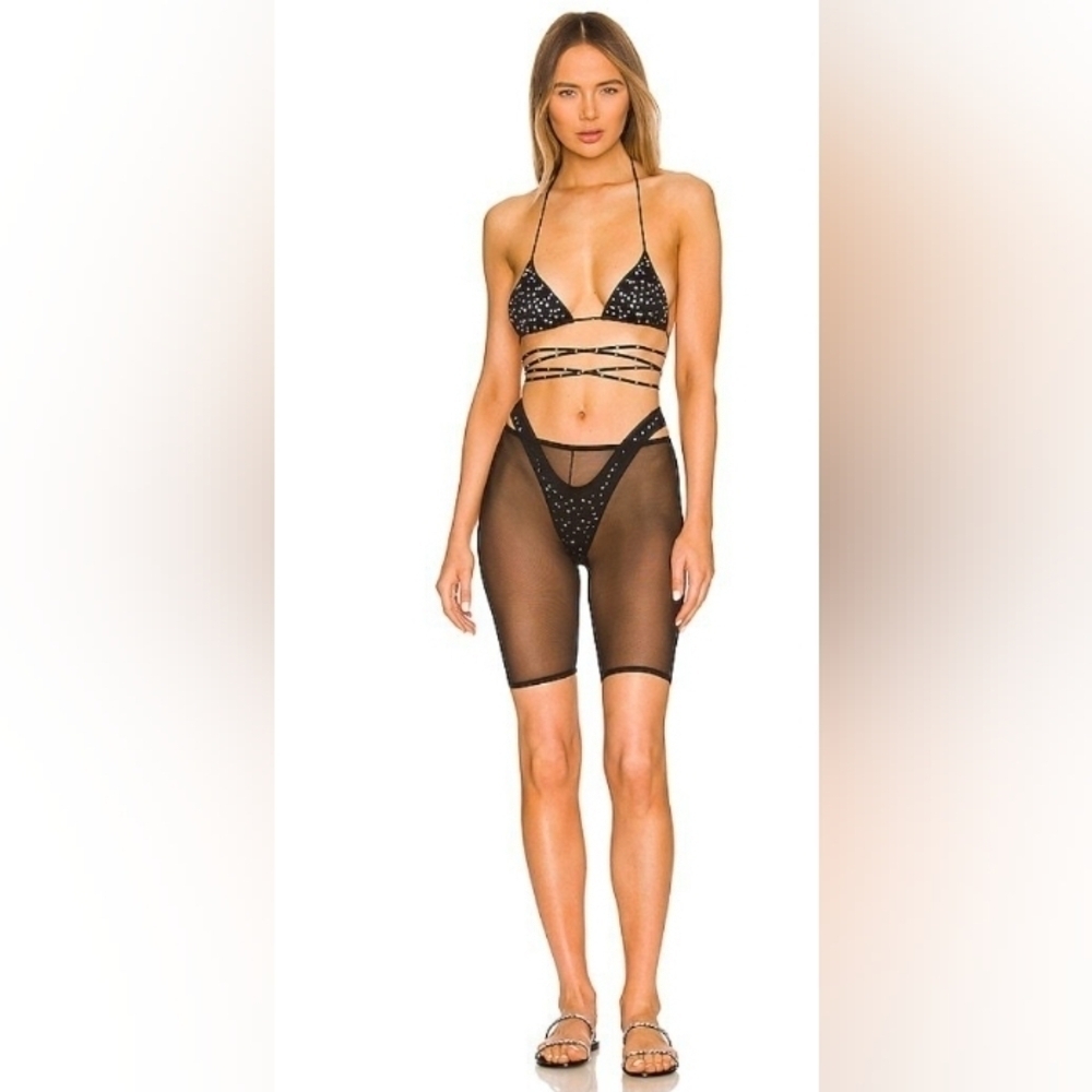 Monica Hansen mesh swim cover up.